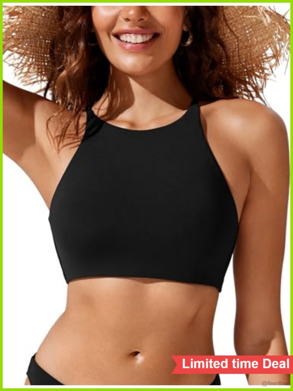 Crisscross Tie Back High Neck Bikini Top Quick-Dry Removable Pads